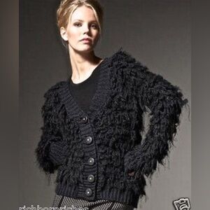 Anthropologie Leifsdottir Black Loopy Knit Cardigan Sweater wool XS